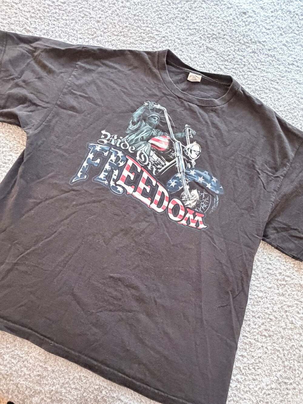 Delta Heavy Weight T-shirt Size Xl Black “Ride On Freedom” Motorcycle